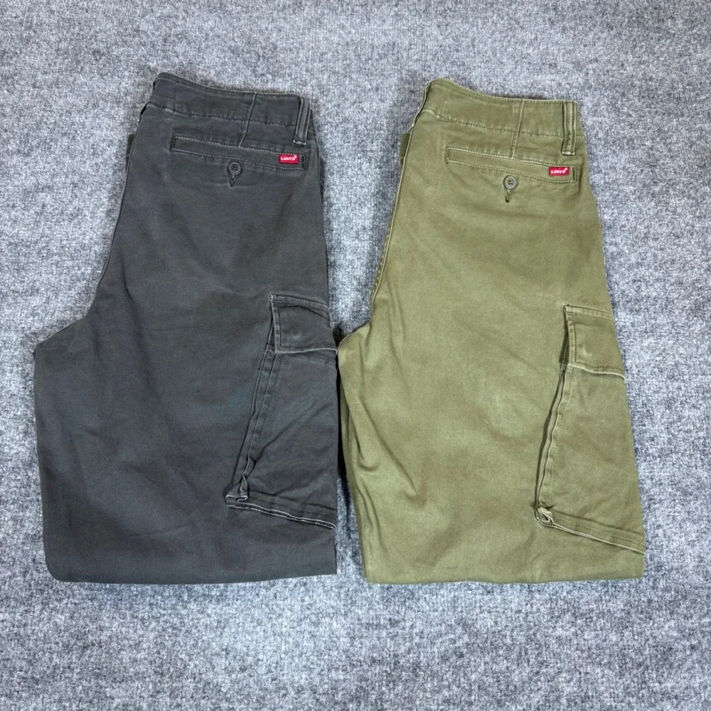 Levis XX Cargo Straight Fit Pants Mens 31x32 Olive Green Grey Bundle 2 Pair